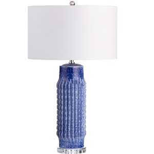 Crestview Collection Set of 2 Blue Ribbed Ceramic Lamps with Crytsal bases - 1 of 1