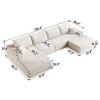 135 inch White Plush Corduroy Fabric Cloud Sectional Sofa Comfort U Shaped Sofa with 1 Ottoman for Living Room - 4 of 4
