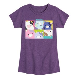 Girls' - Squishmallows - Mooody Cow Grid Fitted Short Sleeve Graphic T-Shirt - 1 of 4