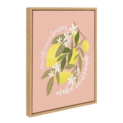 Inspirational Citrus Quote Canvas Print in Natural Frame