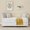 Twin Daybed and Trundle Frame Set, Premium Steel Slat Support,White/Pink/Black - 3 of 4