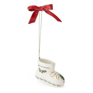 Spode Baby's First Bootie Ornament 2025 - Hand Painted Dolomite Christmas Ornament with Ribbon, Holiday Decor Featuring Boot Figurine - 1 of 4