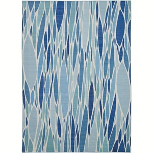 HomeStock Outdoor Washable Pompano Blue & Ivory 5' X7', Machine Woven with Printed Designs, Coastal Rug - 1 of 4