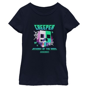 Girls Minecraft Beware Of The Dark Creeper And Skeleton T Shirt - 1 of 4