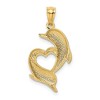 Black Bow Jewelry 14k Yellow Gold Textured & Polished Dolphins & Heart Pendant, 14x25mm - 3 of 4