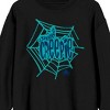 Growing Up Creepie Creepie Spiderweb Adult Black Crew Neck Sweatshirt - 2 of 3