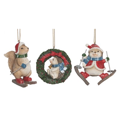 Transpac Resin Christmas Critter Ornament Set of 3 Christmas Home Decorations