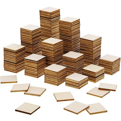 Bright Creations 200 Piece Straight Corner Wood Squares, Unfinished Wood Cutout, 1.1 in