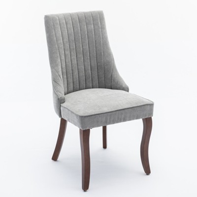 NicBex Dining Chair Set of 2 Modern Farmhouse Linen Fabric Upholstered Accent Chair with Solid Wood Legs and High Backrest for Dining Room