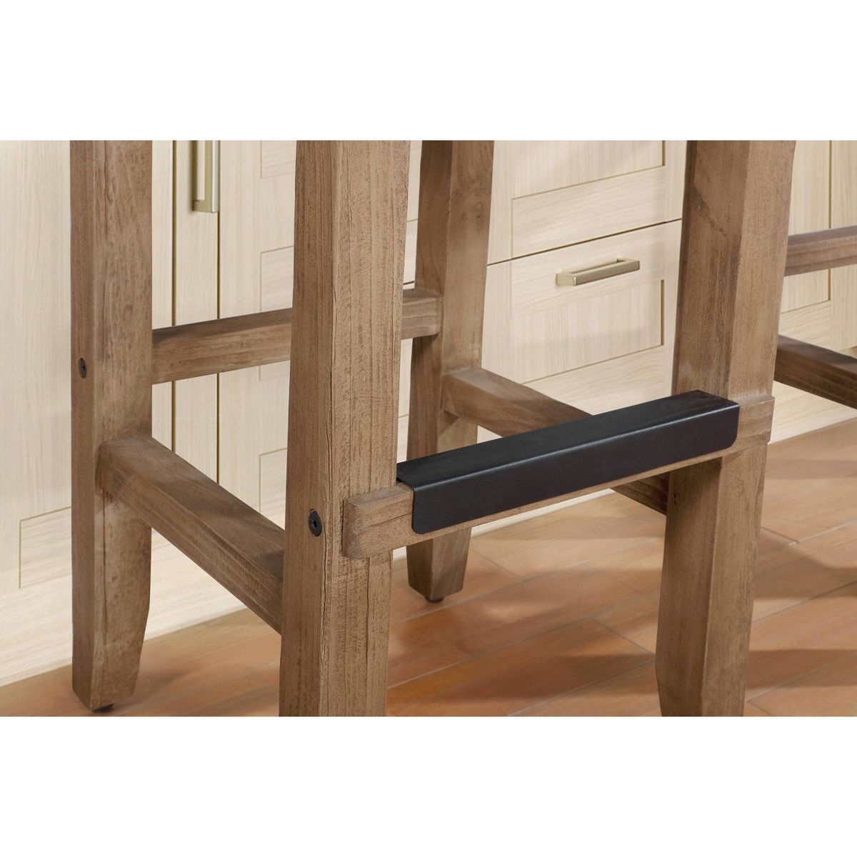 30" Davenport Wood Barstool Light Amber - Alaterre Furniture: Square, Upholstered, Farmhouse Style - thumbnail 4