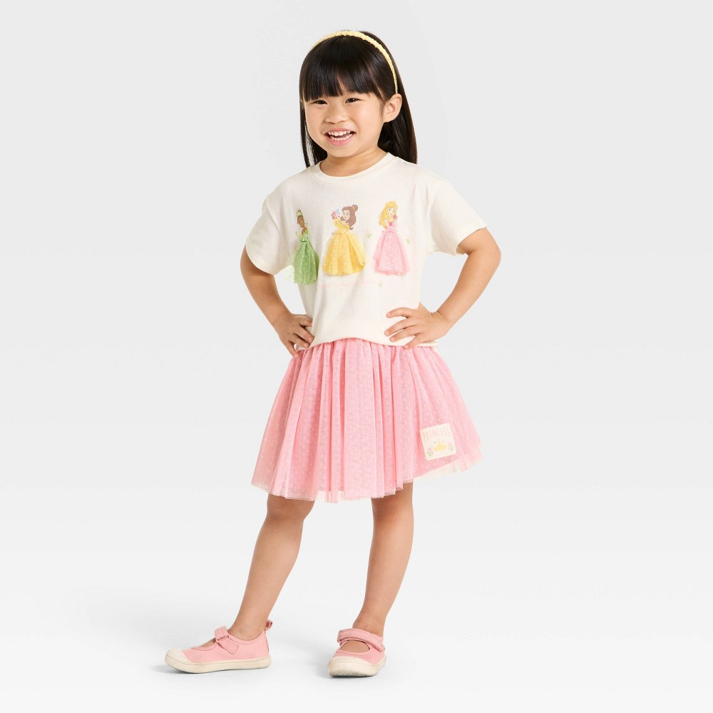 Toddler Girls' 2pc Disney Princess T-Shirt & Skirt Set - Pink 4T