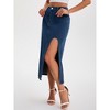 INSPIRE CHIC Women's Denim High Waist A-Line Thigh Split Midi Skirt - 2 of 4