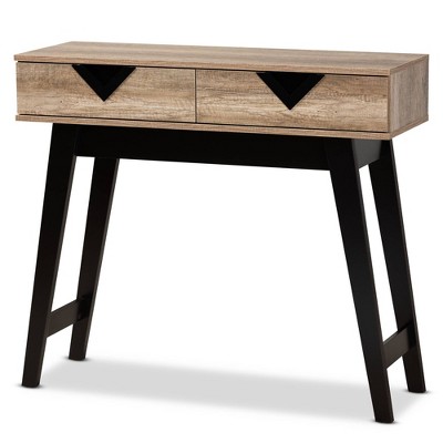 Wales Wood 2 Drawer Console Table Light Brown - Baxton Studio: Modern Entryway Storage, Angled Legs, Space-Saving Design