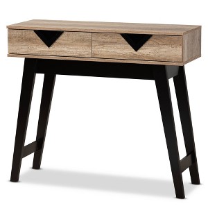 Wales Wood 2 Drawer Console Table Light Brown - Baxton Studio: Modern Entryway Storage, Angled Legs, Space-Saving Design - 1 of 4