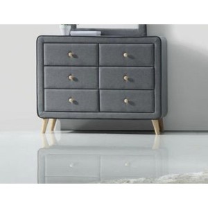 Light Gray Fabric dressers with Six Spacious Drawers and Smooth Side Metal Glides - 1 of 4