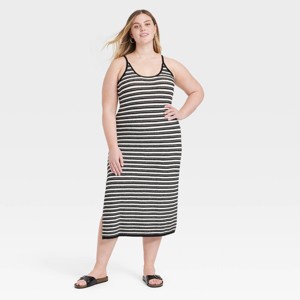 Women's Midi Sweater Dress - Universal Thread™ Black/White Striped - 1 of 3