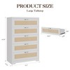 Rattan 5 Drawer Dressers for Bedroom,with Deep Drawers,Large Chest of Drawers for Closet with Wide Top,Long Wooden Dresser for Living Room,Hallway - 3 of 4