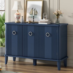 47.2"W Simple and Atmospheric Sideboard with Adjustable Shelves and 3 Acacia Doors, Storage Cabinet 4B - ModernLuxe - 1 of 4