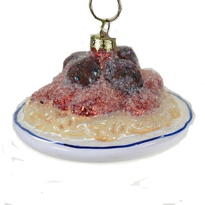 Holiday Ornament 2.0" Family Style Spaghetti Plate Pasta Meatball Tomato Sauce  -  Tree Ornaments
