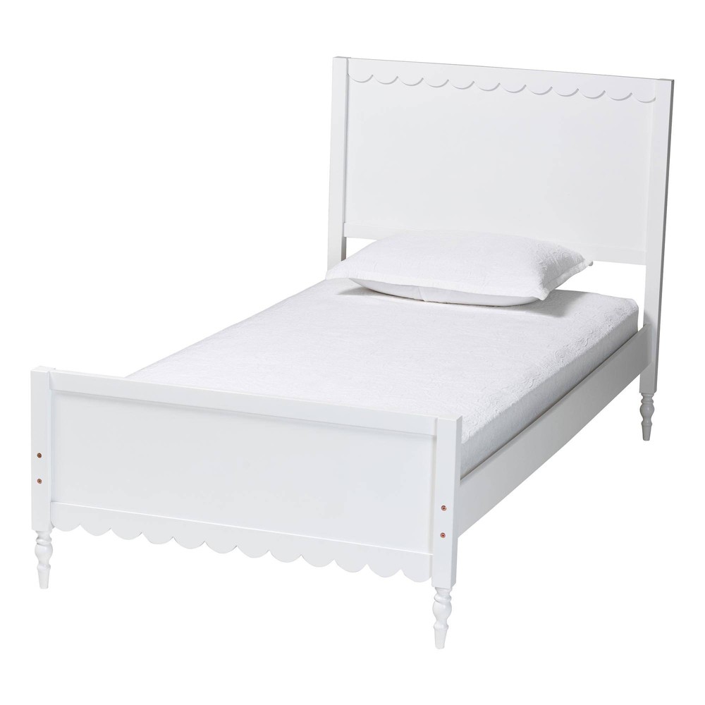 Photos - Bed Baxton Studio Roni Modern Wood Twin Platform  with Scalloped Edges White
