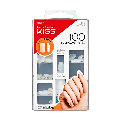 Kiss Nails Full Cover Fake Nails - Short Square - 100ct : Target