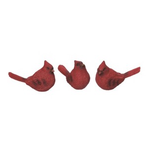 Transpac Set of 3 Bright Cardinal Figurines - Decorative Resin Birds for Home Decor and Holiday Cheer - 1 of 4