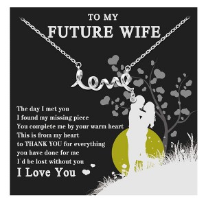 Wife Greeting Card Gift Sterling Silver Love Necklace Women Ginger Lyne Collection - 1 of 4