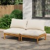 Scott Living Sacova Outdoor Acacia Wood Armless Chair, Teak Finish Frame with Beige Cushion, Set of 2 - 2 of 4