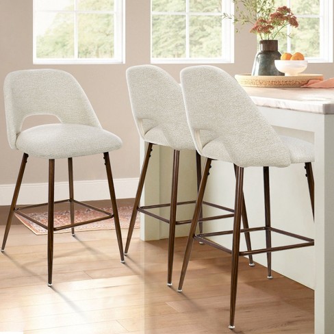 26 Inches Edwin Upholstered Counter Height Stool (set Of 3) Walnut Leg ...