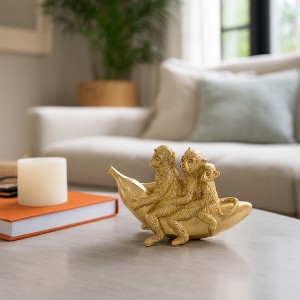 【週末セール】【3Dアート】MULTIPLE BANANA インテリア おしゃれ Decorative Three Monkeys on Banana Sculpture for Home Decor - Boho