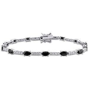 EVERLY JEWELRY | Sterling Silver 8 CT TGW Black & White Cubic Zirconia Bracelet, 7-inch - 1 of 4