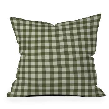 Colour Poems Gingham Pattern Moss Outdoor Throw Pillow Green - Deny Designs