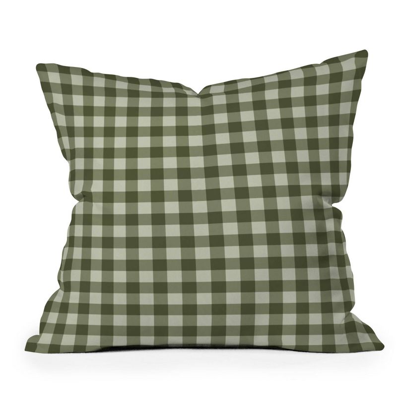 Colour Poems Gingham Pattern Moss Outdoor Throw Pillow Green - Deny Designs, 1 of 5