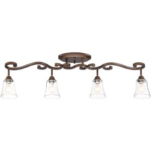 Pro Track Myrna 4-Head Ceiling or Wall Track Light Fixture Kit Directional Brown Bronze Finish Glass Modern Scroll Kitchen Bathroom 43 1/2" Wide - 1 of 4