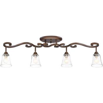 Pro Track Myrna 4-Head Ceiling or Wall Track Light Fixture Kit Directional Brown Bronze Finish Glass Modern Scroll Kitchen Bathroom 43 1/2" Wide