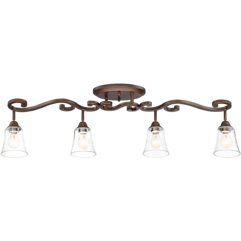Pro Track Myrna 4-Head Ceiling or Wall Track Light Fixture Kit Directional Brown Bronze Finish Glass Modern Scroll Kitchen Bathroom 43 1/2" Wide, 1 of 8