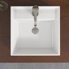 Teara 15.75 in. x 15.75 in. Rectangular Ceramic Wall Mount Small Vessel Sink with Center Faucet Hole in White - 3 of 4