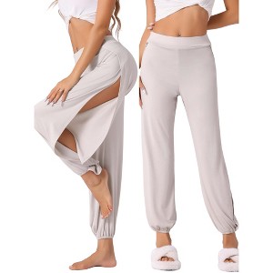 cheibear Women's Yoga Side Slit Joggers Sports Beach Harem Pants - 1 of 4