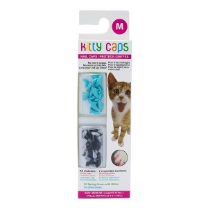 Kitty Caps Nail Caps Covers Cat Claws - Medium (9-13 lbs)- Black With Gray Tips & Baby Blue (40 Count) - 1 of 1