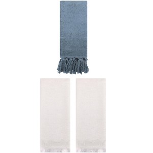 REGALWOVEN 3 Packs Cotton Absorbent Soft Turkish Hand Towels with tassel for Bathroom - 1 of 4