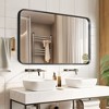 Glossy Black Coated Aluminum Alloy Rectangular Wall Mirror with Curved Edges - 3 of 4