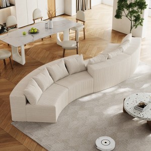 KWPZQEB Curved Sectional Sofa, Symmetrical Modular Semi Circular Sofa with Pillows, Corduroy Corner Sofa for Living Room, No Assembly Needed - 1 of 4