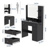 Acekool Makeup Vanity Set with LED Mirror, Charging Station, Storage Cabinet, Drawers & Stool, Modern Dressing Table for Bedroom, 37 Inch - 2 of 4