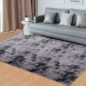 Large Shag Rug Living Room Bedroom Area Rug Non Slip Ultra Soft Modern Solid Color Nursery Throw Carpet Cozy Plush Fuzzy Tie-Dyed Rug - 1 of 4