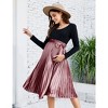 Maternity Dress Women's High Waist Floral Print Pleated Maxi Skirt Casual Flowy Swing A Line Long Skirts - 2 of 4