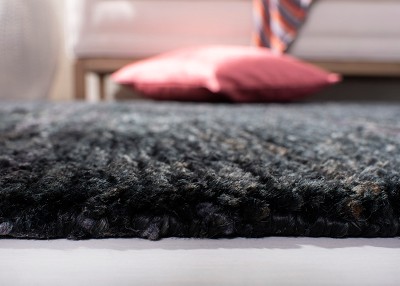 Hand-Knotted Liquorice Wool Blend Rectangular Area Rug 8' x 10'