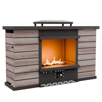 EAGLE PEAK Smokeless Rectangular Propane Gas Fireplace with Rain Cover & Auto Ignition 50,000 BTU for Outside Patio