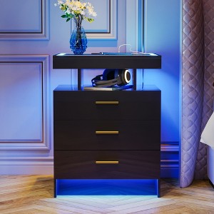 Fredees Nightstand with Wireless Charging Station, Modern Bedside Table with Drawer Storage, Suitable for Bedroom - 1 of 4