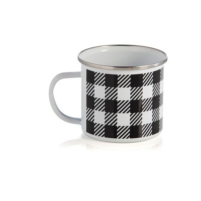 Shiraleah BUFFALO PLAID ENAMEL MUG, BLACK - Black - Shiraleah