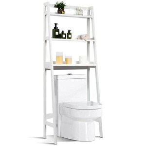 Costway 3-Shelf Over-The-Toilet Storage Rack Bathroom Shelf Organizer Space Saver White - 1 of 4